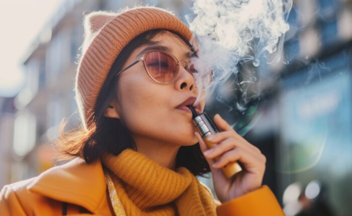 young woman vaping