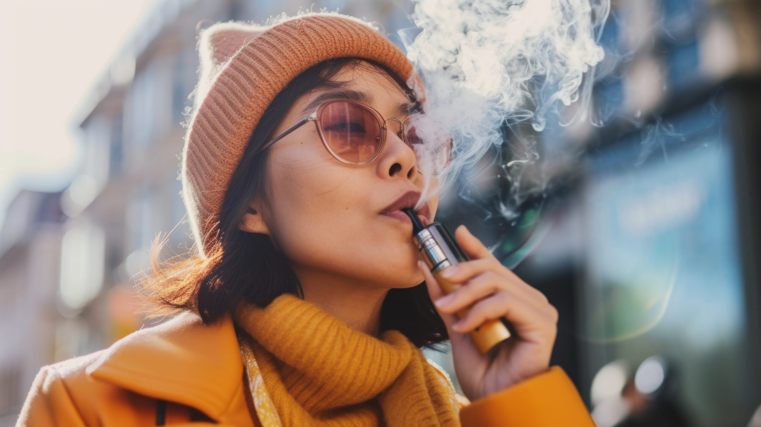 young woman vaping